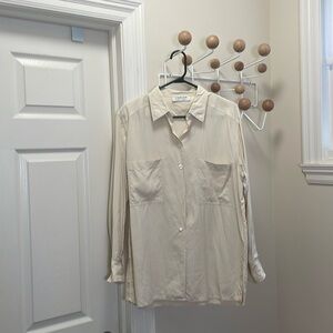 Jaeger - Classic Button Down Silk Top Shirt - Cream Neutral - L